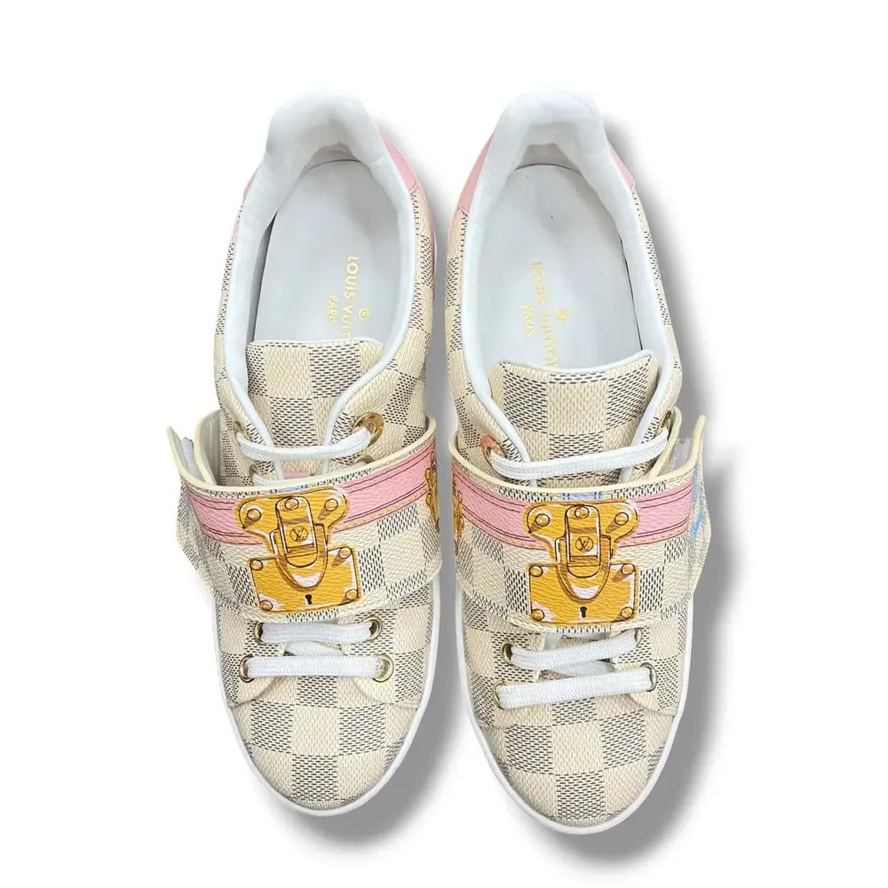 Louis Vuitton Women’s US 5/5.5 2018 Damier Azur Summer Trunks Frontrow Sneakers